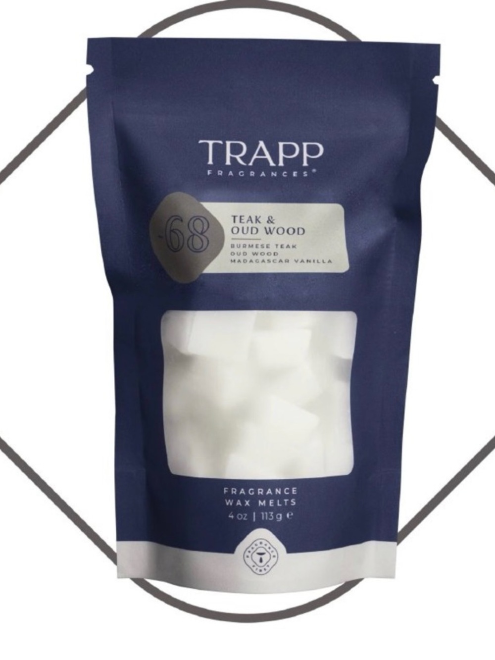 Trapp Fragrances Teak & Oud Wood No. 69 Wax Melts - Navy Blue Packaging